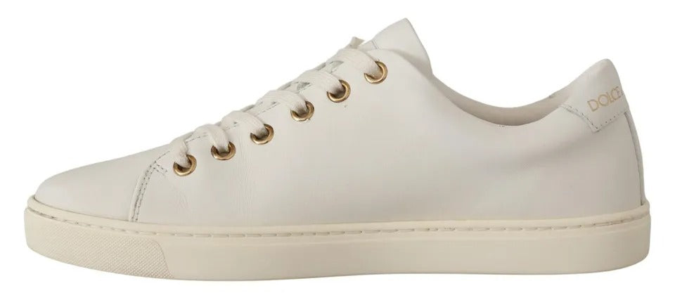 Weiße Leder Sneaker mit Gold und Rotem Herz