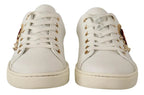Weiße Leder Sneaker mit Gold und Rotem Herz