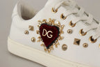 Weiße Leder Sneaker mit Gold und Rotem Herz