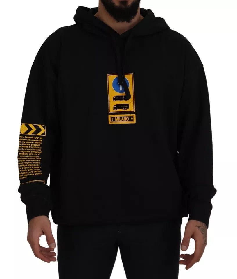 Hoodie aus schwarzer Baumwolle mit Logo