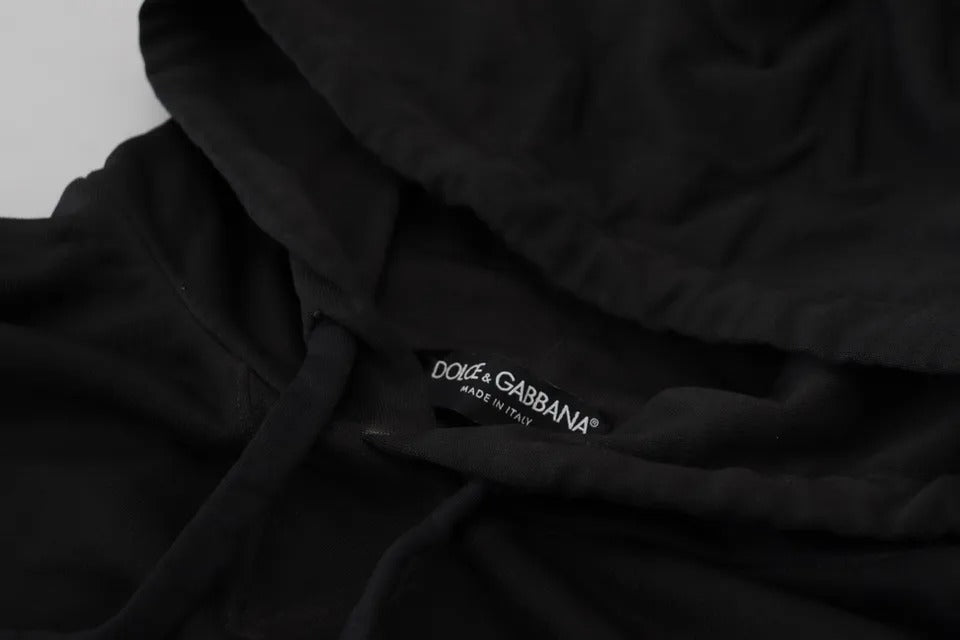 Hoodie aus schwarzer Baumwolle mit Logo