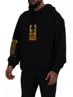 Hoodie aus schwarzer Baumwolle mit Logo