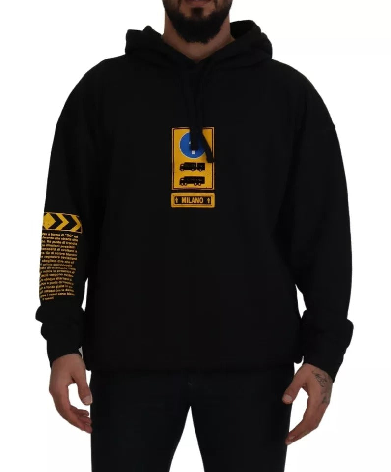 Hoodie aus schwarzer Baumwolle mit Logo