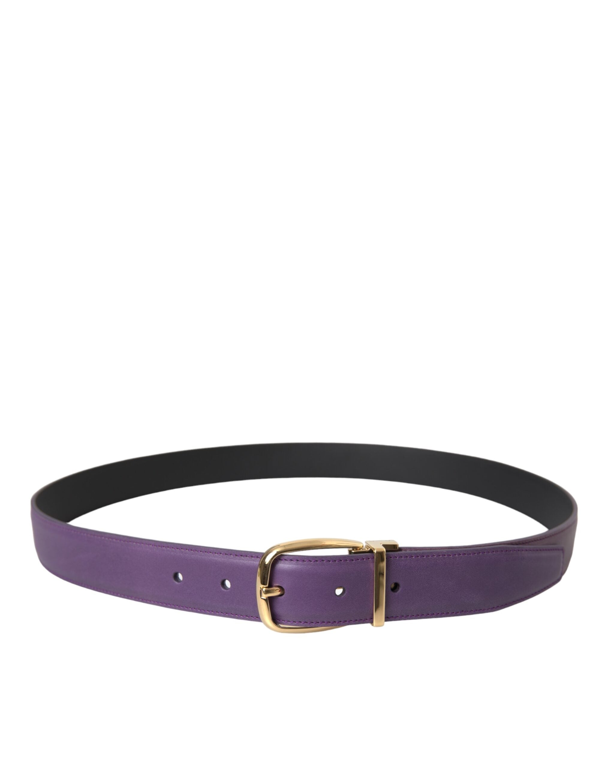 Lila Leder Goldfarbene Metallschnalle Gürtel Herren