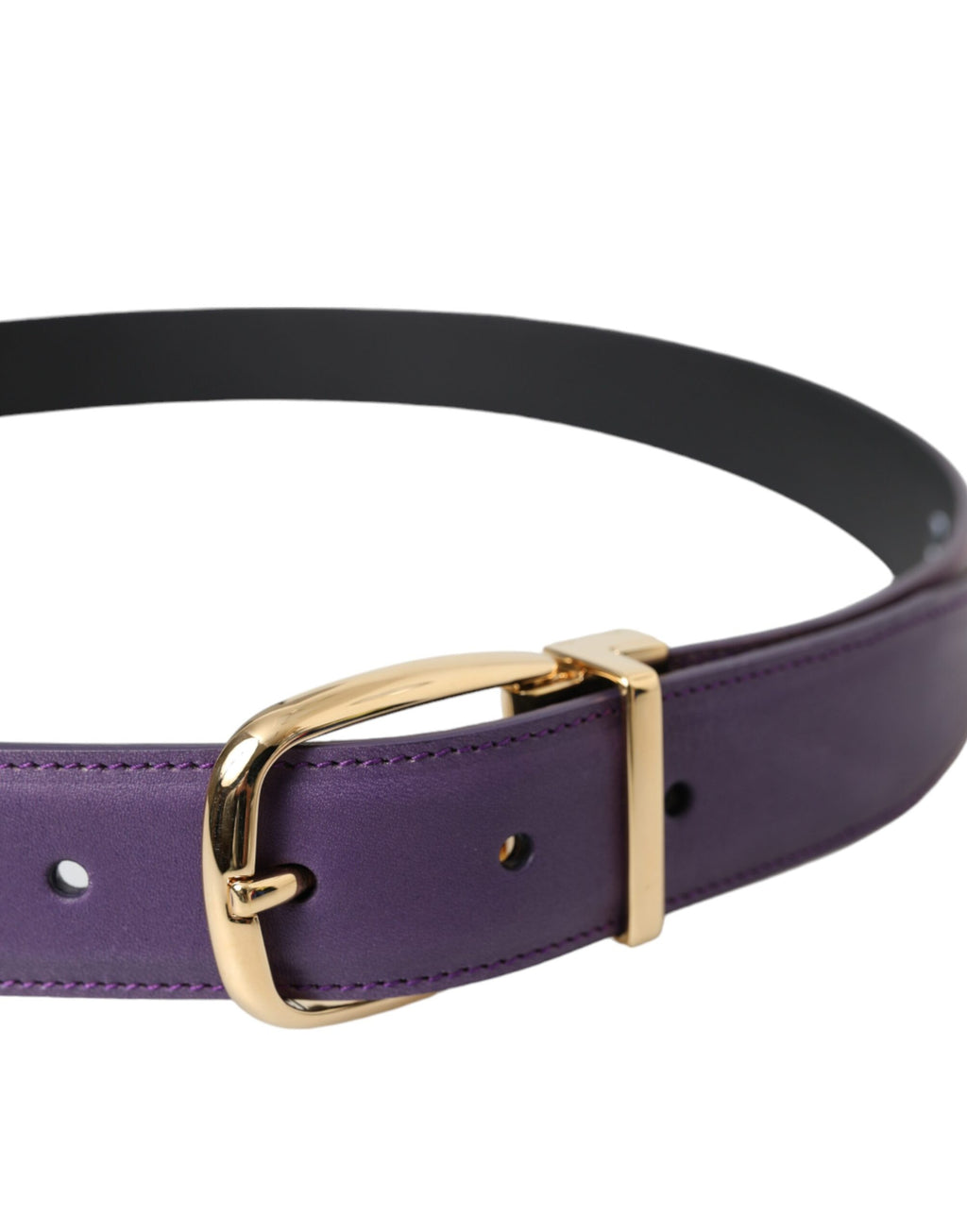 Lila Leder Goldfarbene Metallschnalle Gürtel Herren
