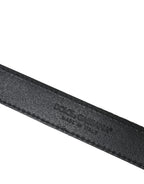 Schwarzer Jacquardstreifen-Gürtel mit silberner Metallschnalle