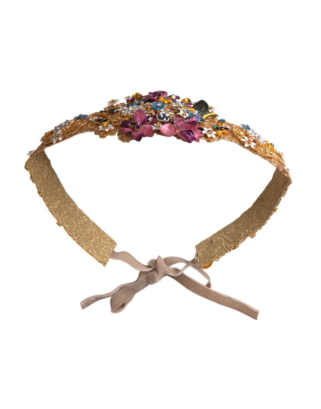 Mehrfarbiger verzierter Gürtel mit floralen Kristallen und breiter Taille