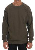 Grüner Rundhals-Pullover aus Baumwolle