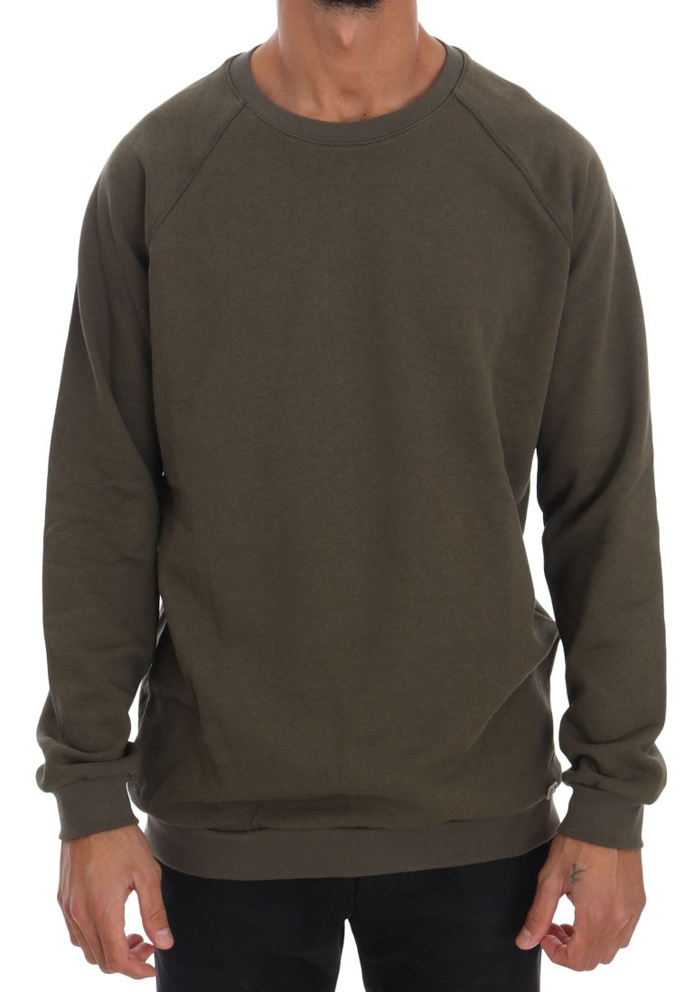 Grüner Rundhals-Pullover aus Baumwolle