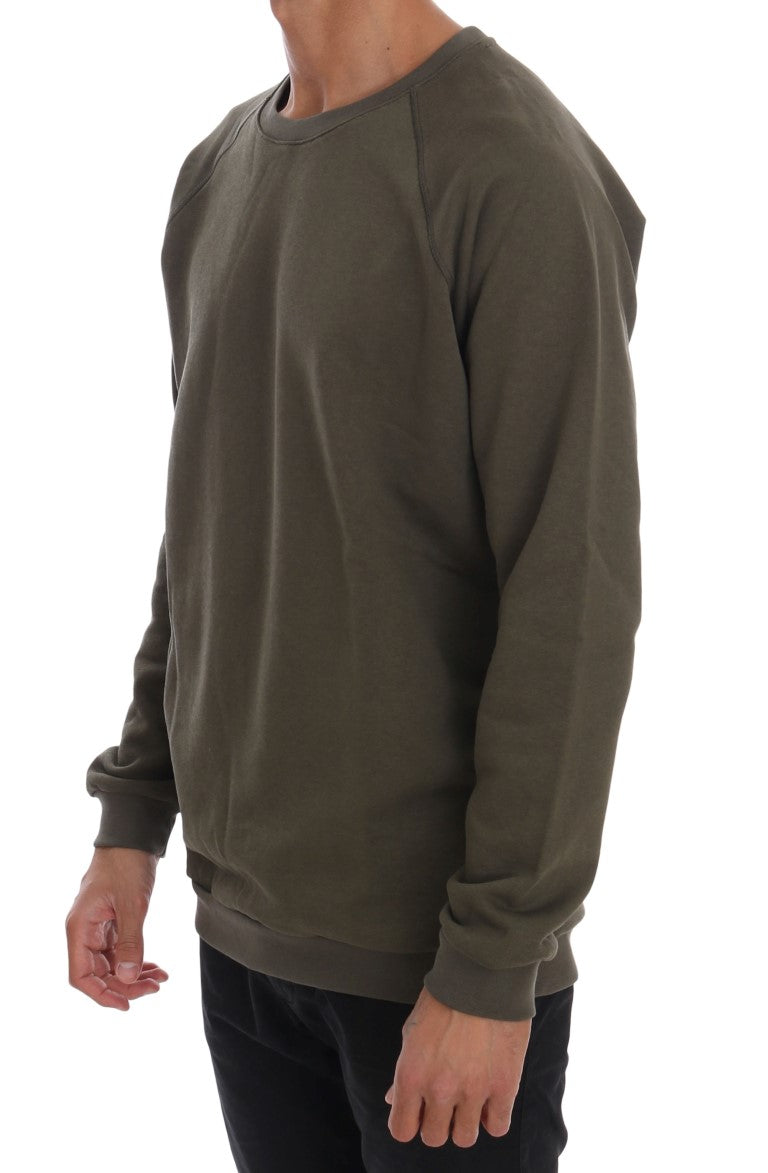 Grüner Rundhals-Pullover aus Baumwolle