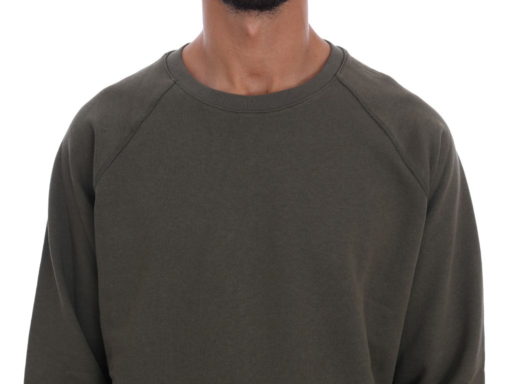 Grüner Rundhals-Pullover aus Baumwolle