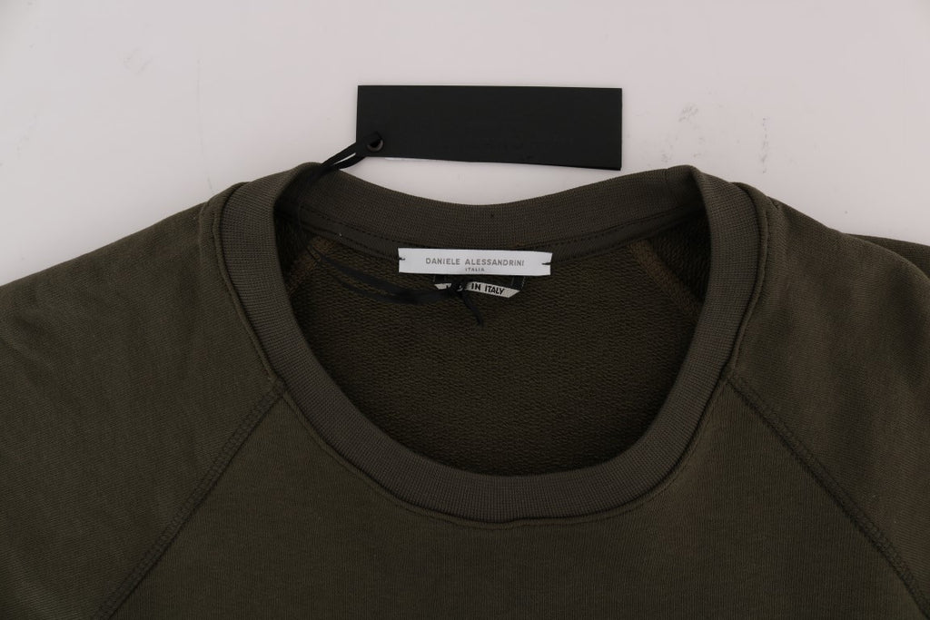 Grüner Rundhals-Pullover aus Baumwolle