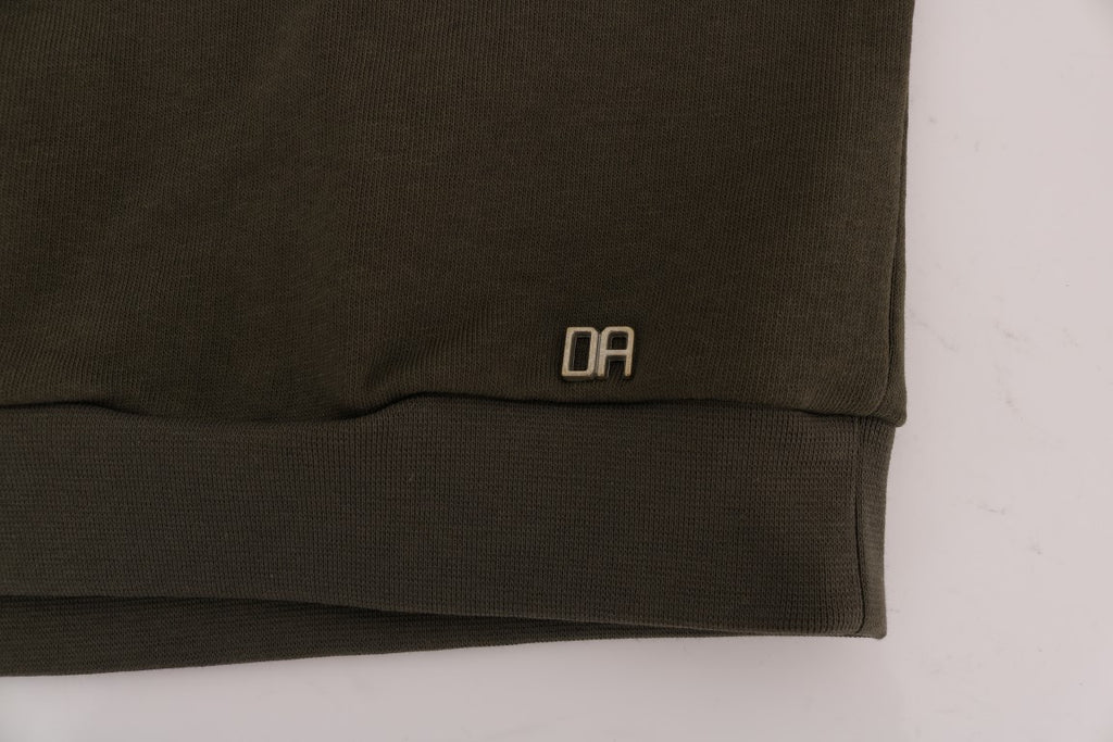 Grüner Rundhals-Pullover aus Baumwolle