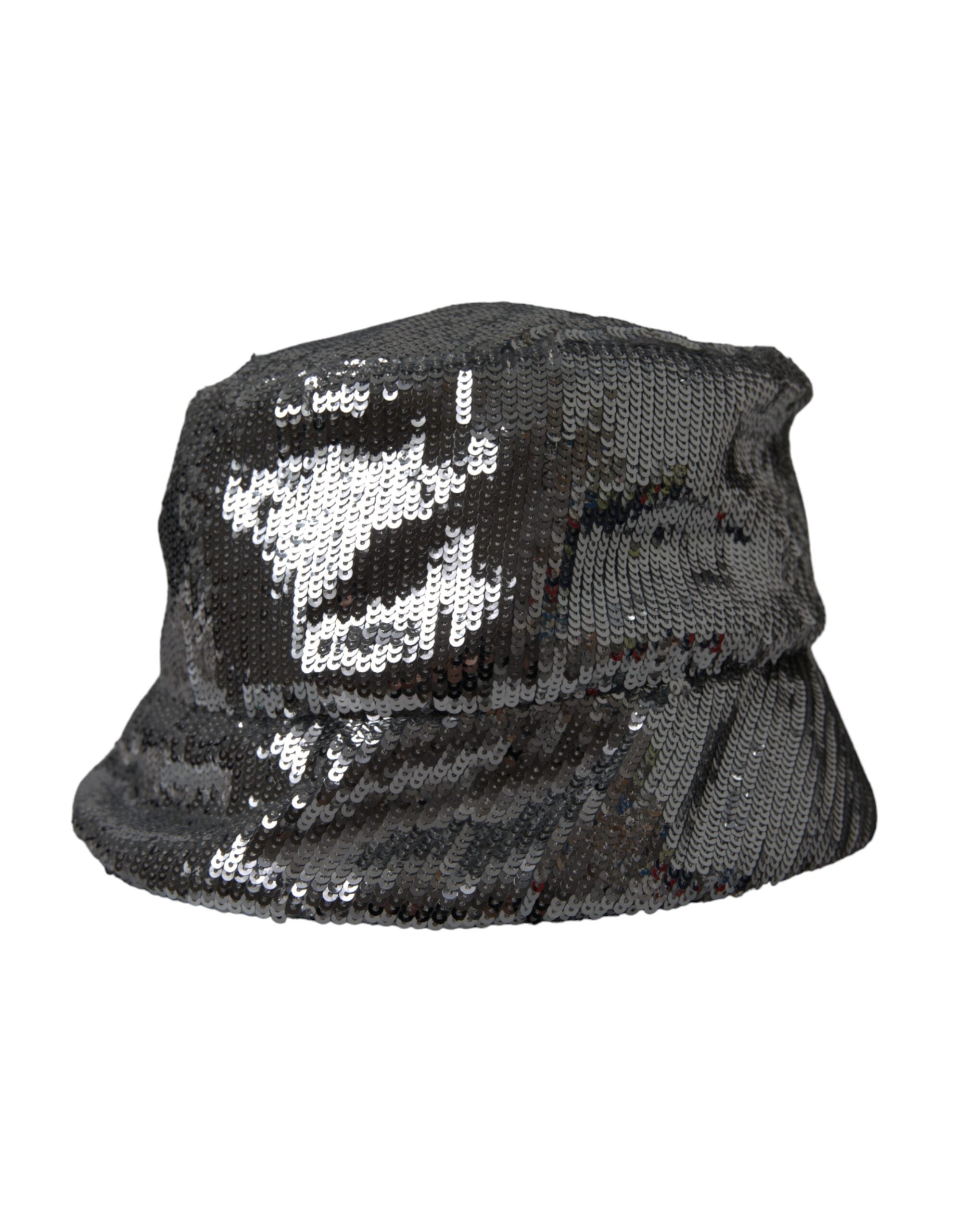 Cappello da pescatore da uomo in nylon con paillettes argento