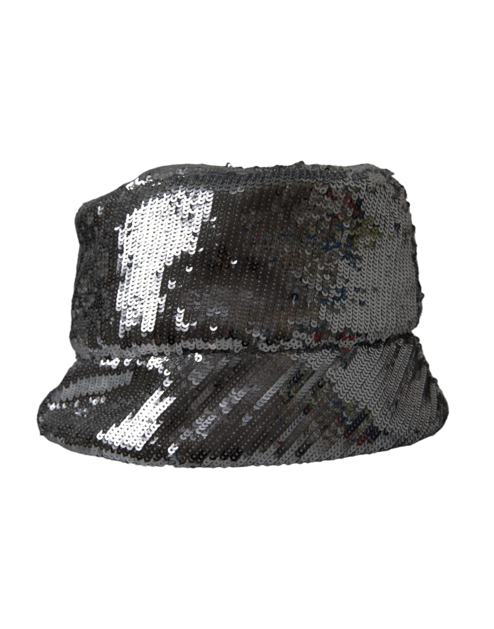 Cappello da pescatore da uomo in nylon con paillettes argento