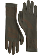 Braune Baumwollhandschuhe mit Stretchgewebe und Handgelenkslänge