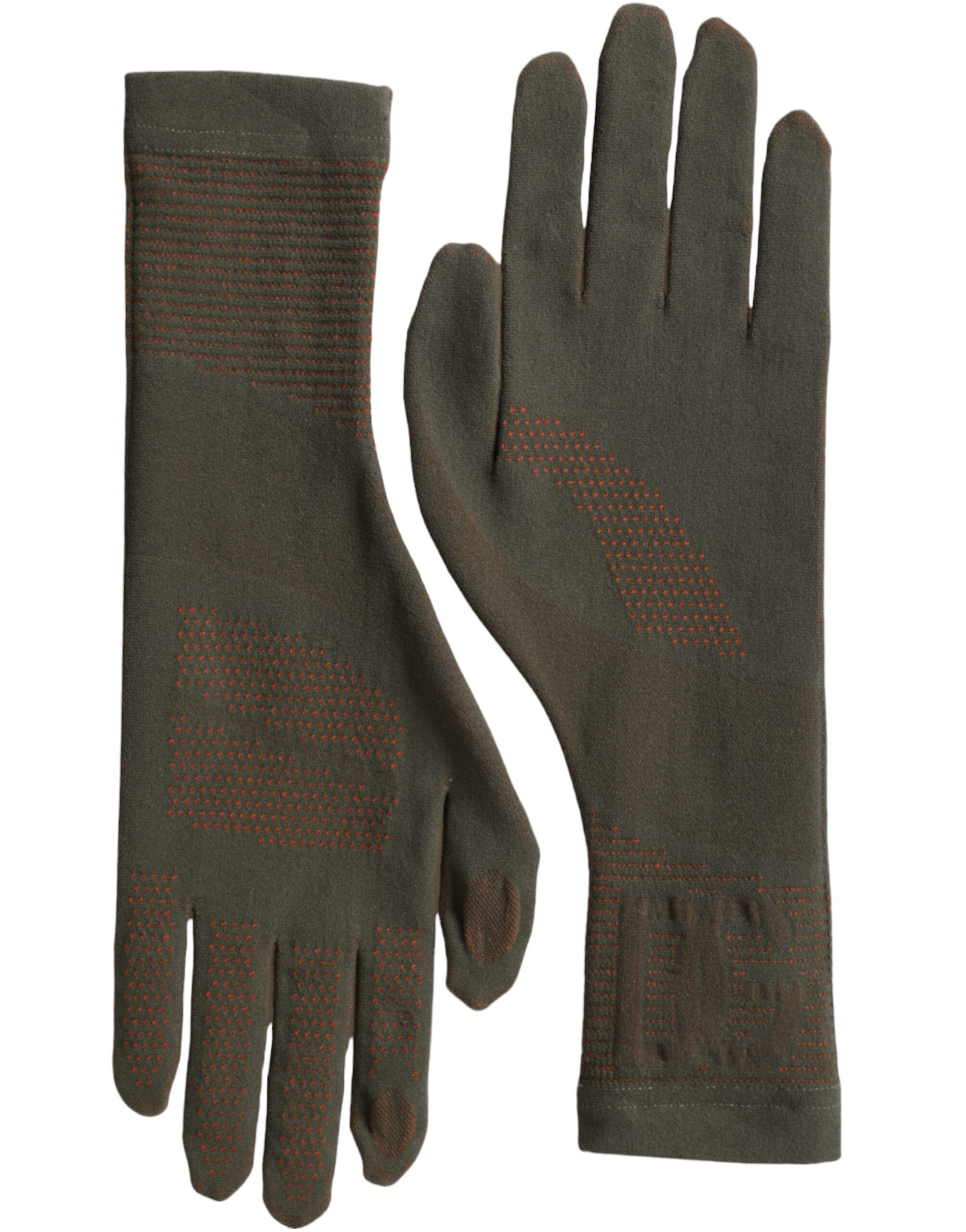 Braune Baumwollhandschuhe mit Stretchgewebe und Handgelenkslänge