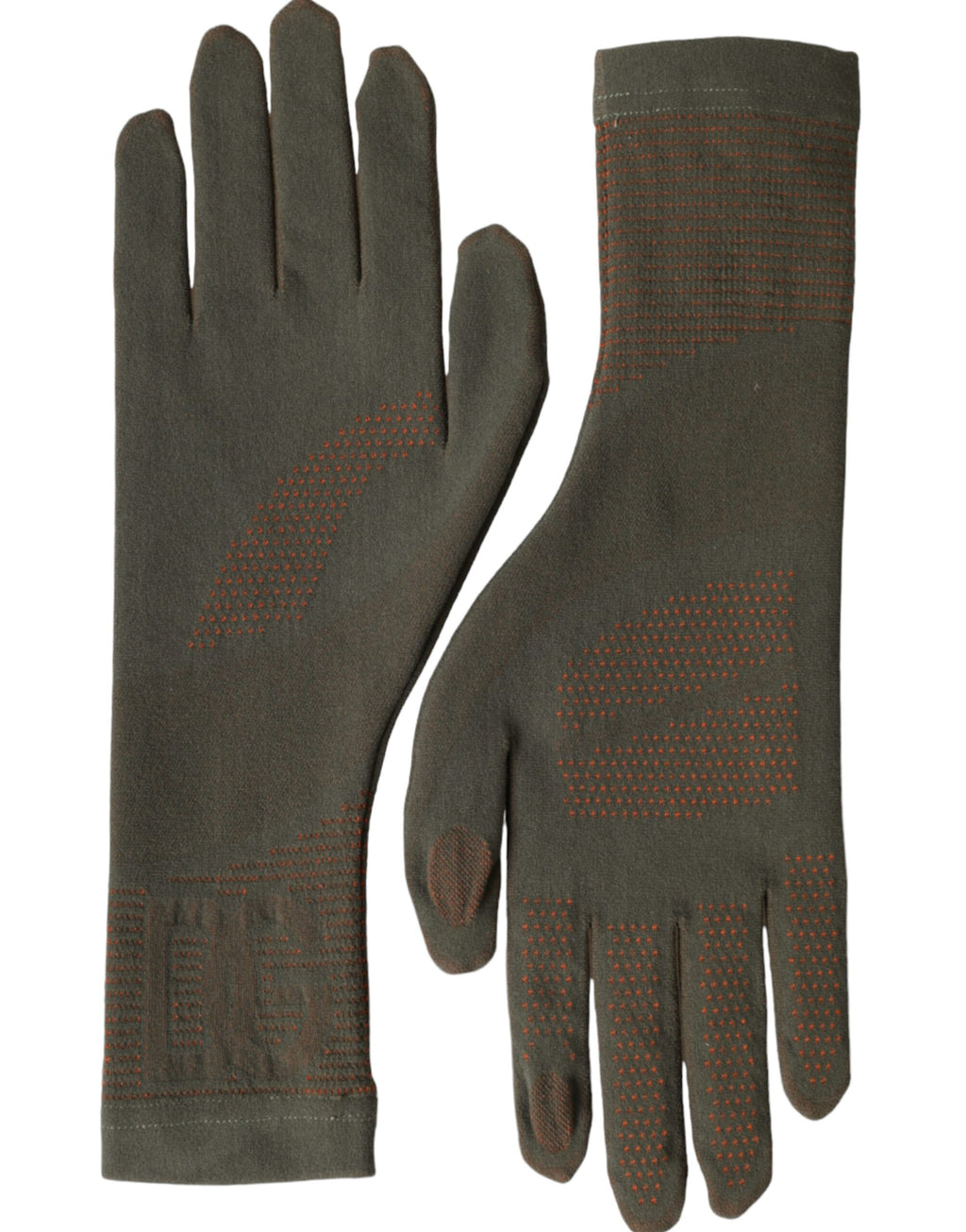 Braune Baumwollhandschuhe mit Stretchgewebe und Handgelenkslänge
