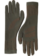 Braune Baumwollhandschuhe mit Stretchgewebe und Handgelenkslänge