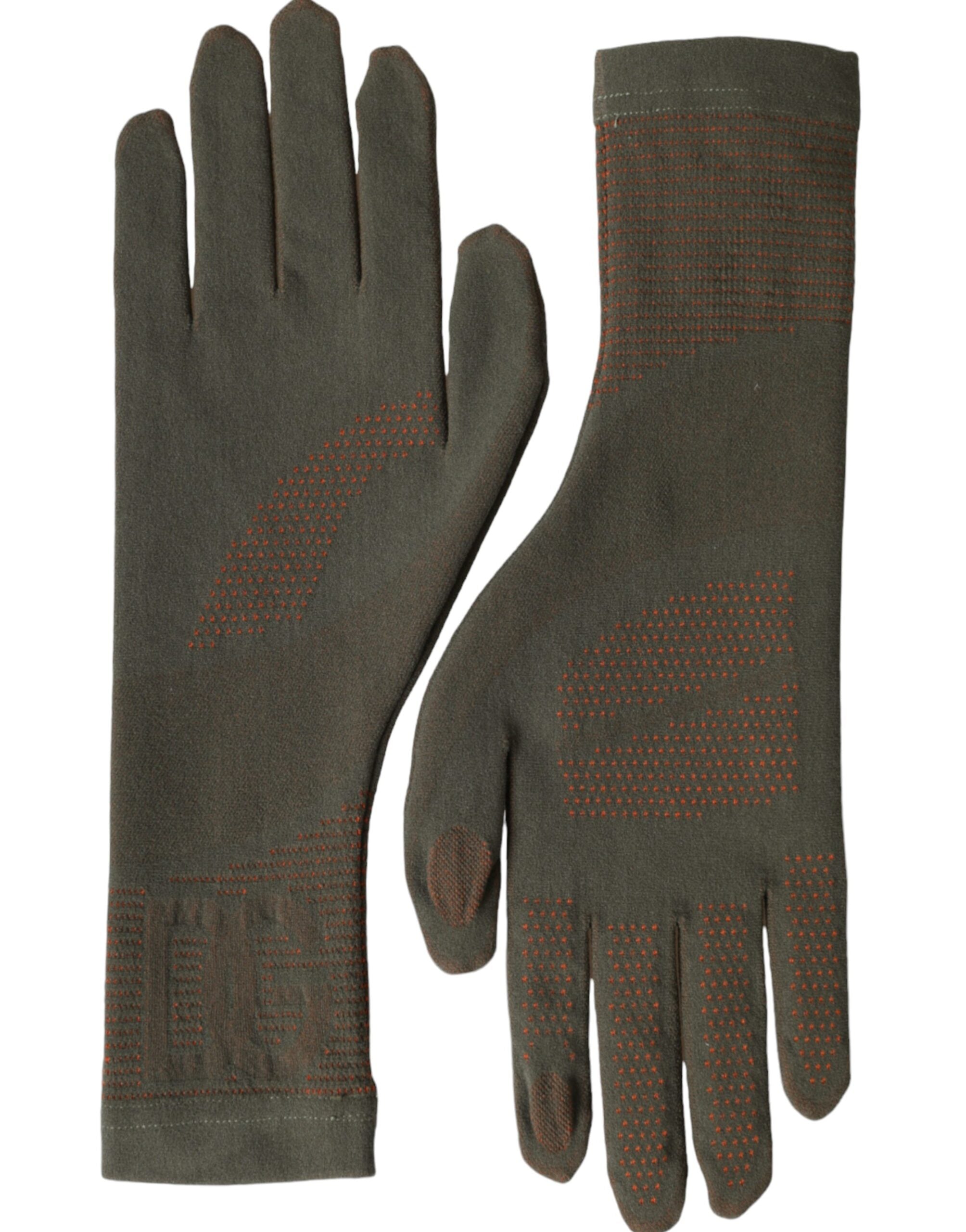 Braune Baumwollhandschuhe mit Stretchgewebe und Handgelenkslänge