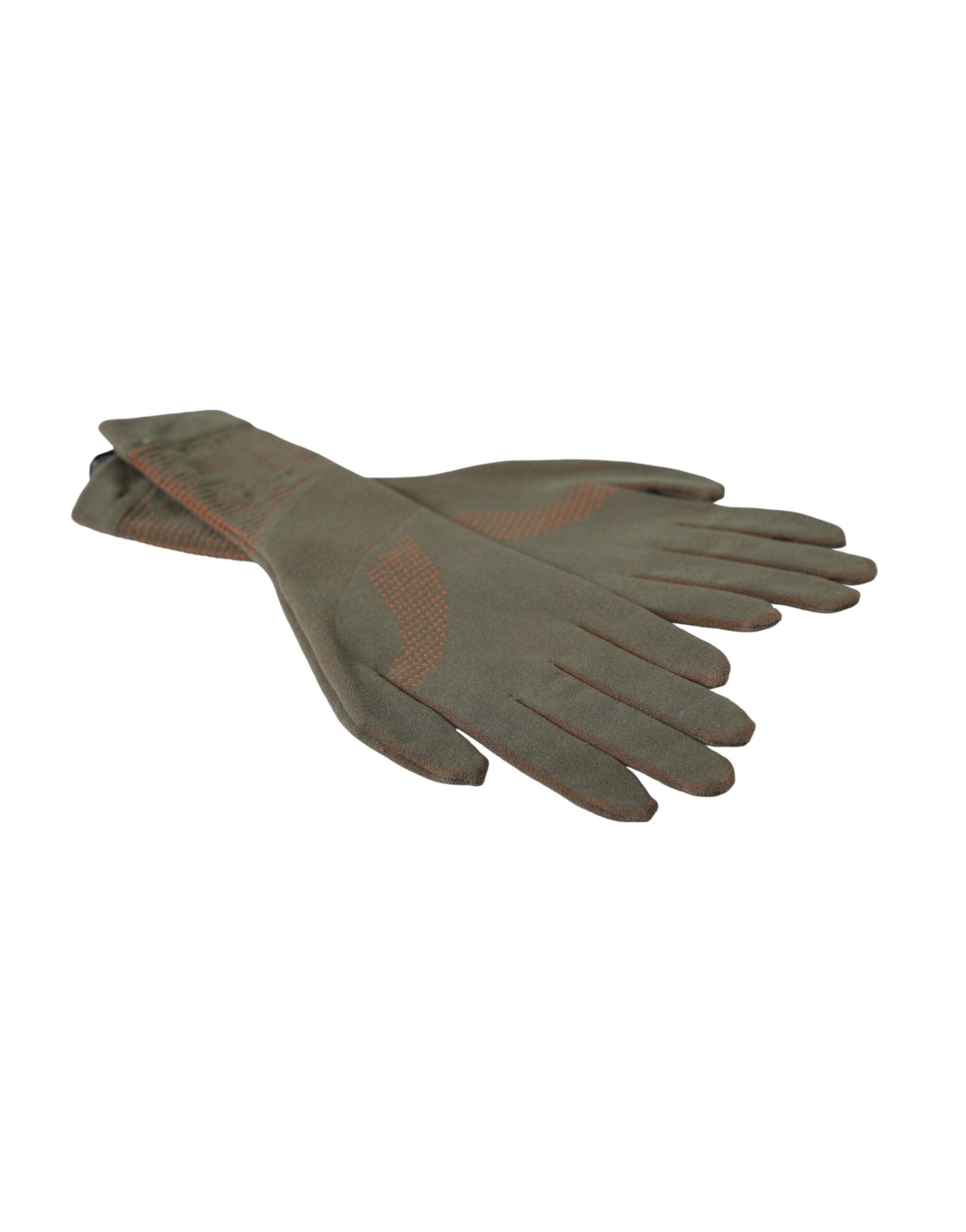 Braune Baumwollhandschuhe mit Stretchgewebe und Handgelenkslänge