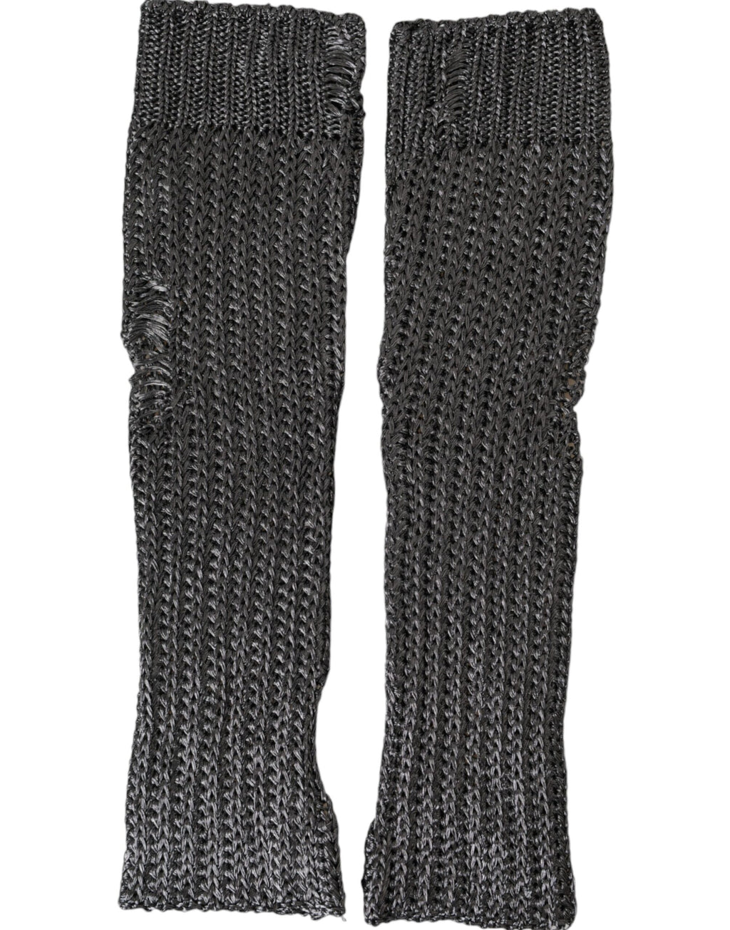 Graue fingerlose Handschuhe aus Viskosestrick