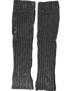 Graue fingerlose Handschuhe aus Viskosestrick