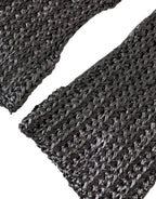 Graue fingerlose Handschuhe aus Viskosestrick