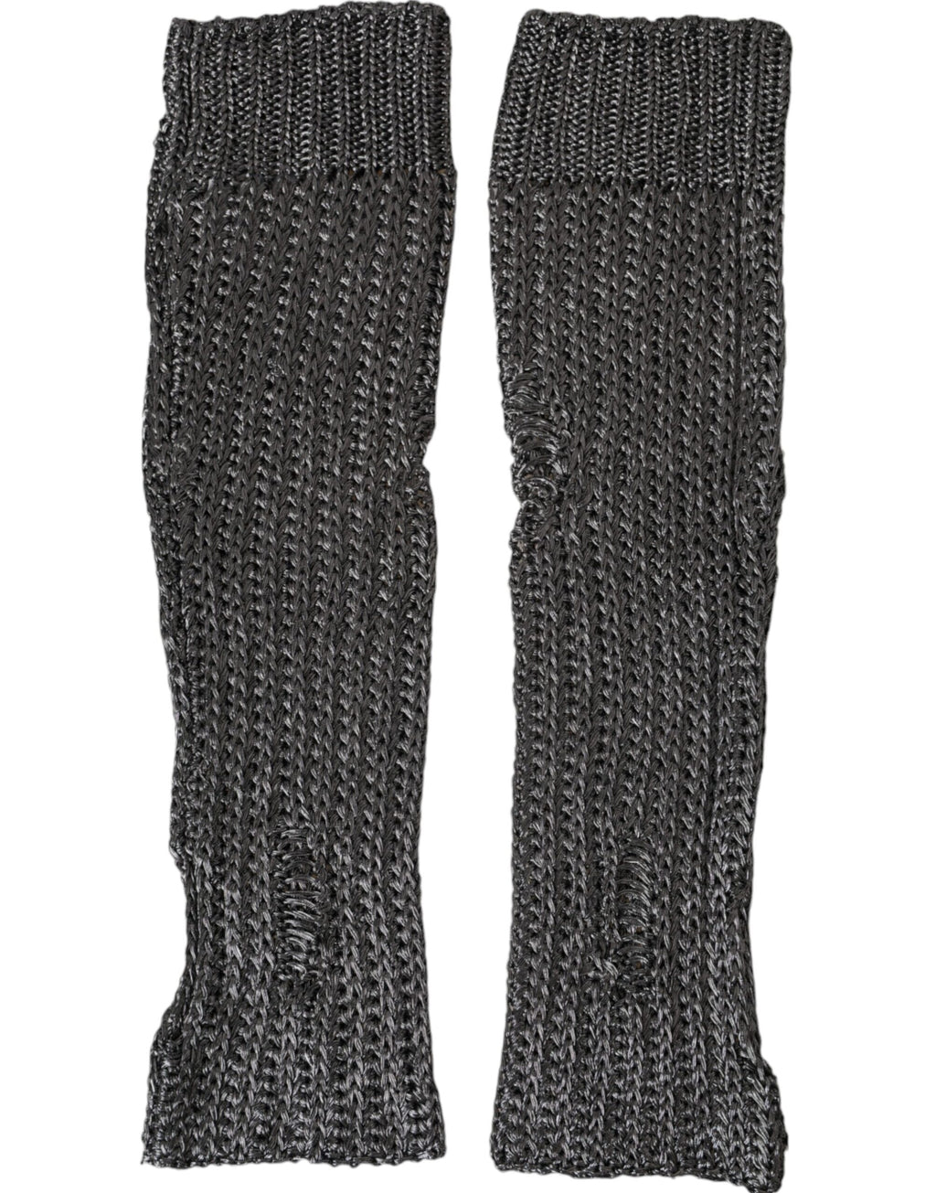 Graue fingerlose Handschuhe aus Viskosestrick