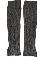 Graue fingerlose Handschuhe aus Viskosestrick