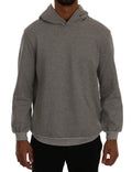 Grey Cotton Hooded Pullover Sweater