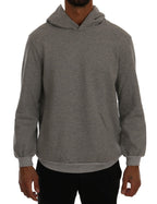 Grey Cotton Hooded Pullover Sweater