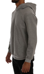 Grey Cotton Hooded Pullover Sweater