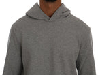 Grey Cotton Hooded Pullover Sweater