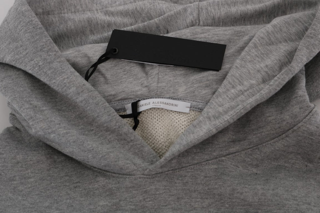 Grey Cotton Hooded Pullover Sweater