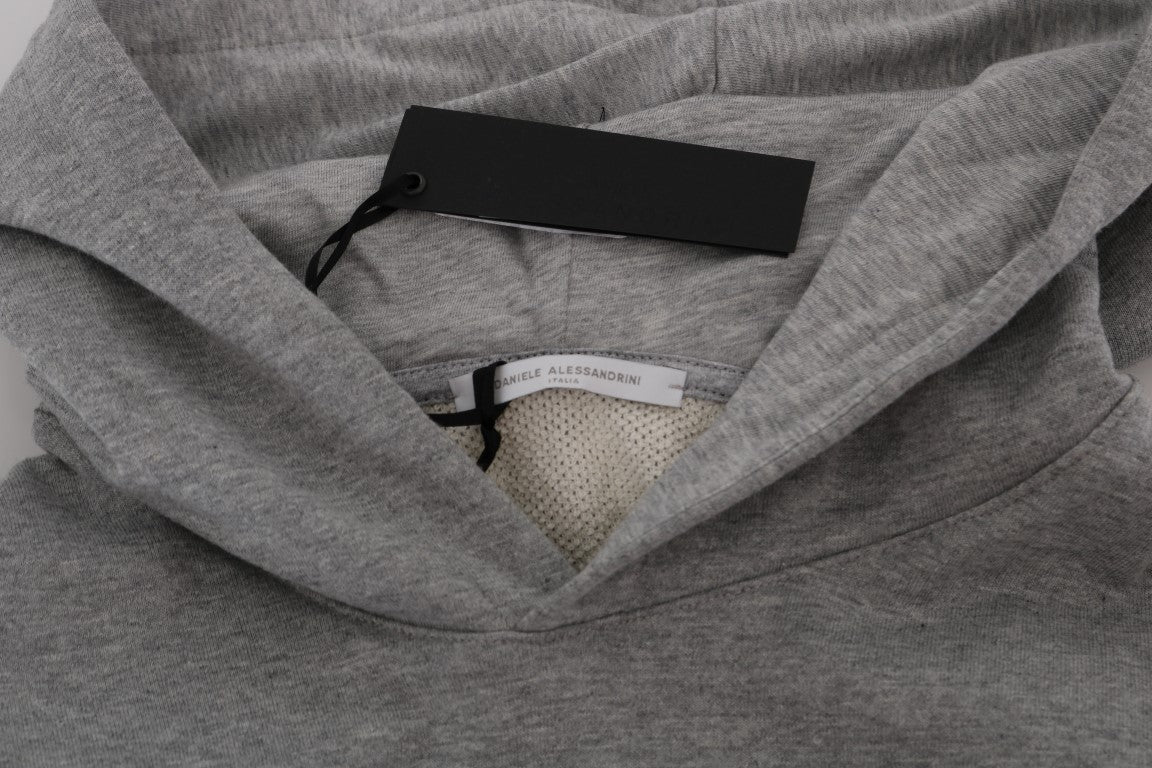 Grey Cotton Hooded Pullover Sweater