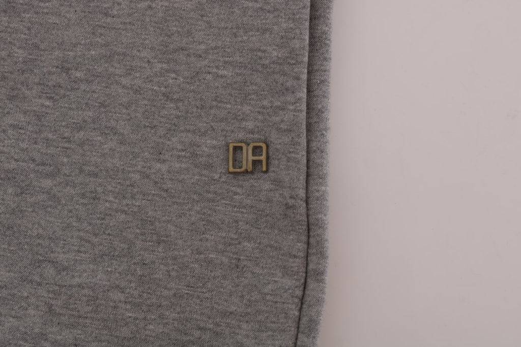 Grey Cotton Hooded Pullover Sweater