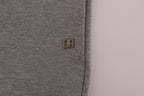 Grey Cotton Hooded Pullover Sweater