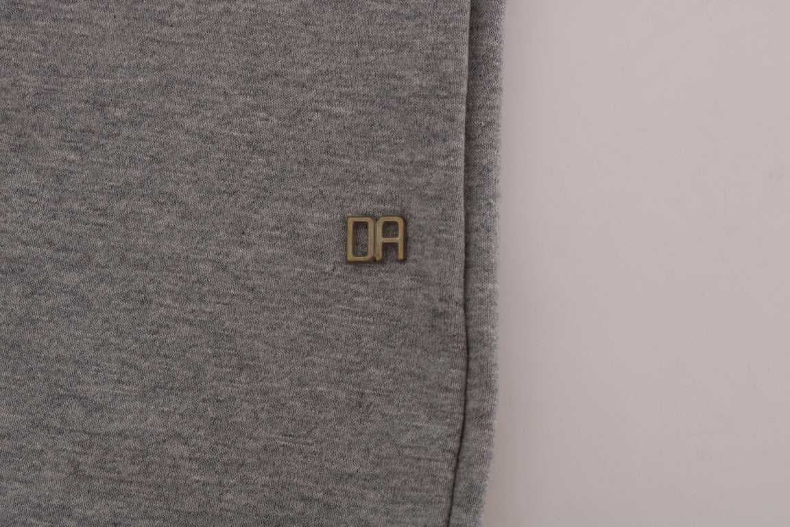 Grey Cotton Hooded Pullover Sweater