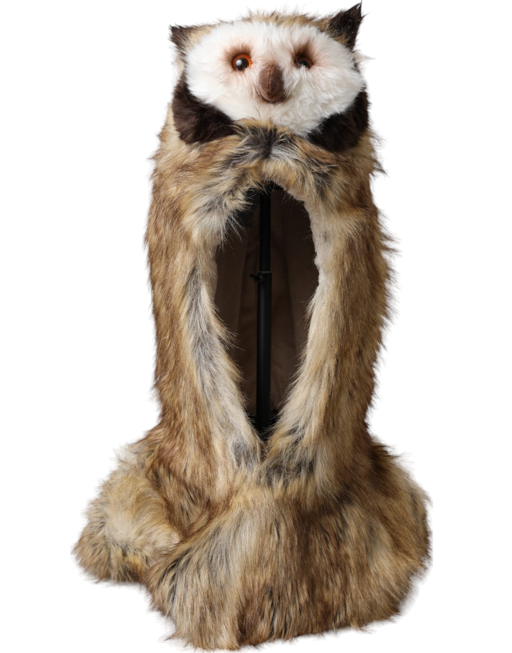 Brown Owl Faux Fur Full Head Cap Hat