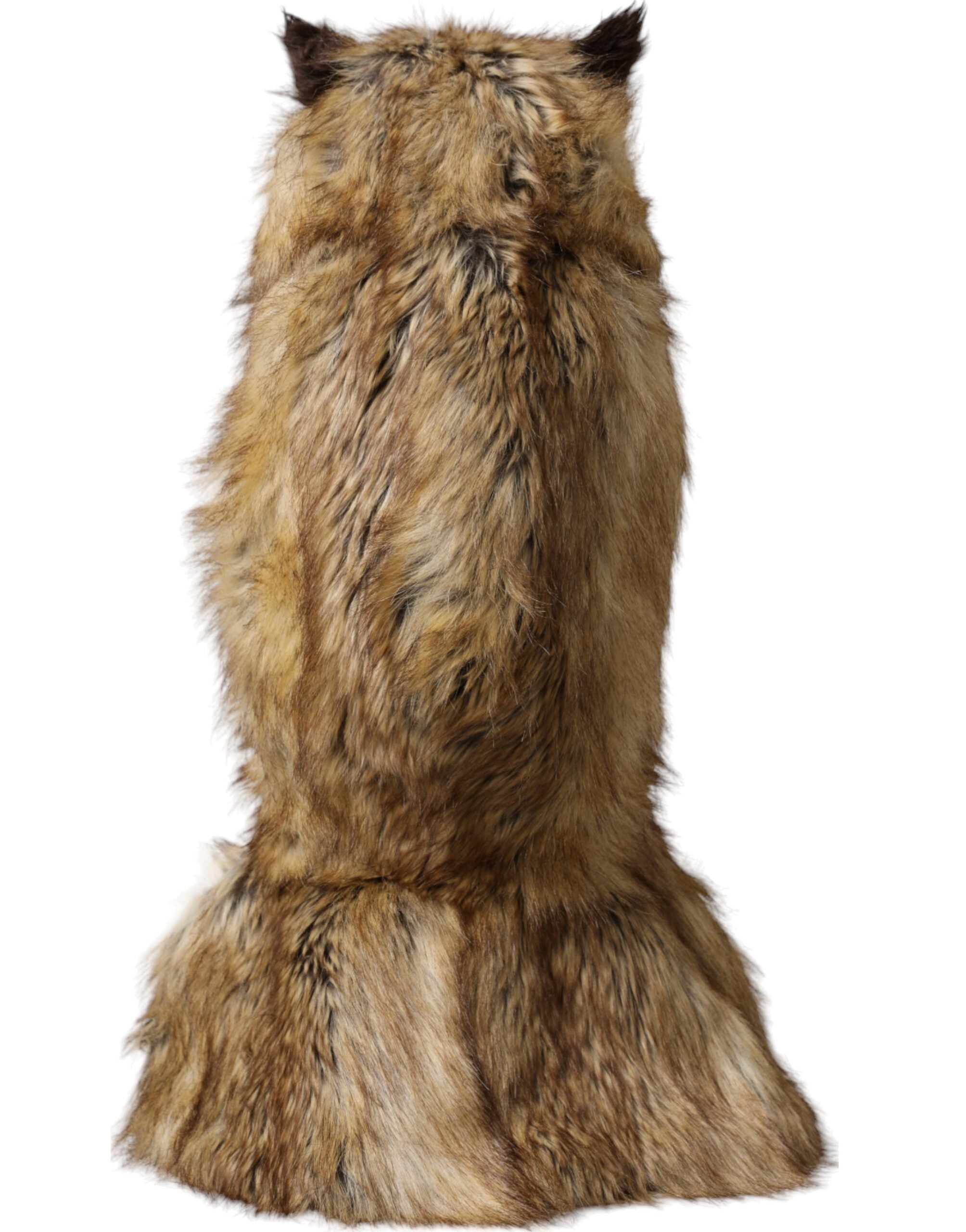 Brown Owl Faux Fur Full Head Cap Hat