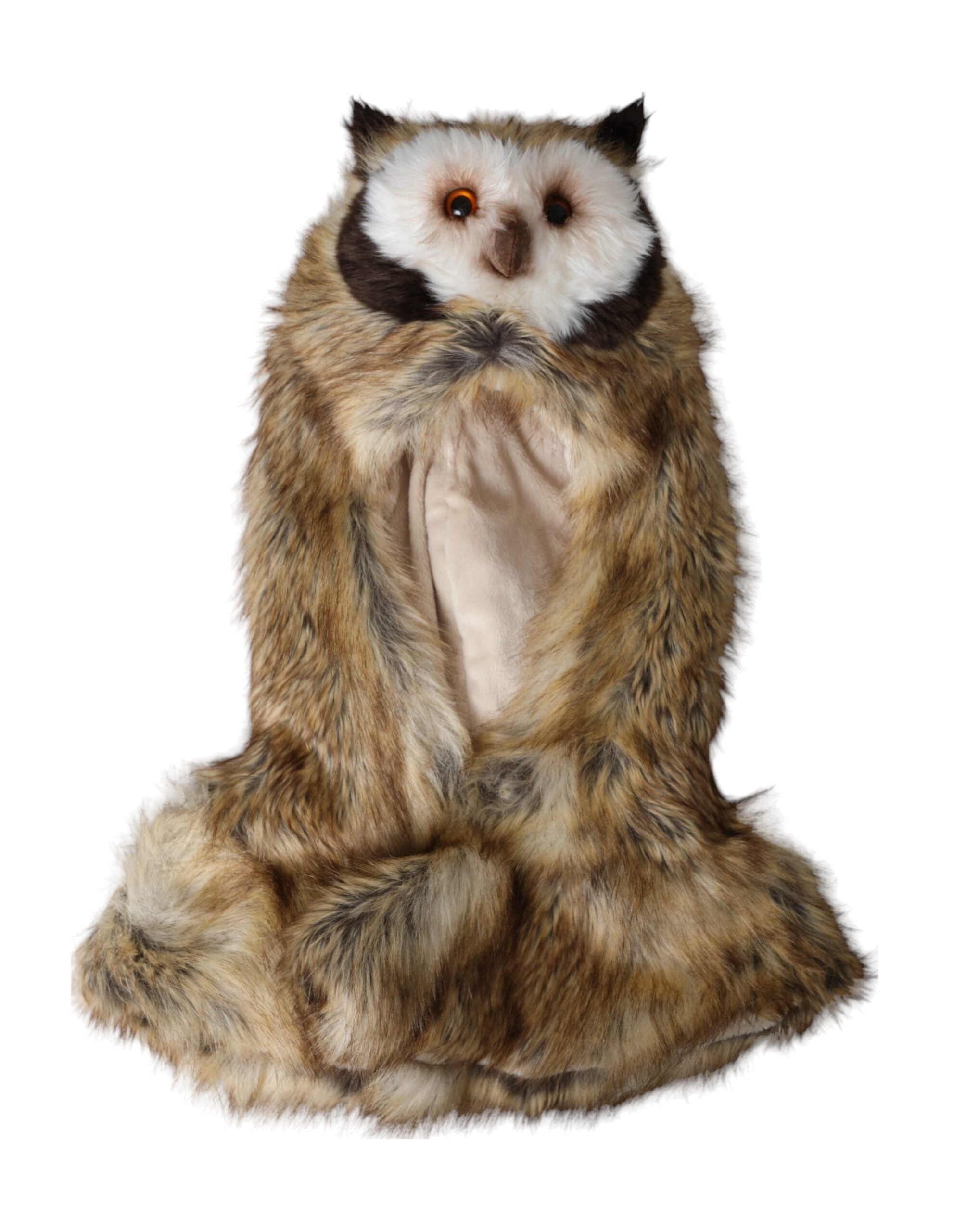 Brown Owl Faux Fur Full Head Cap Hat