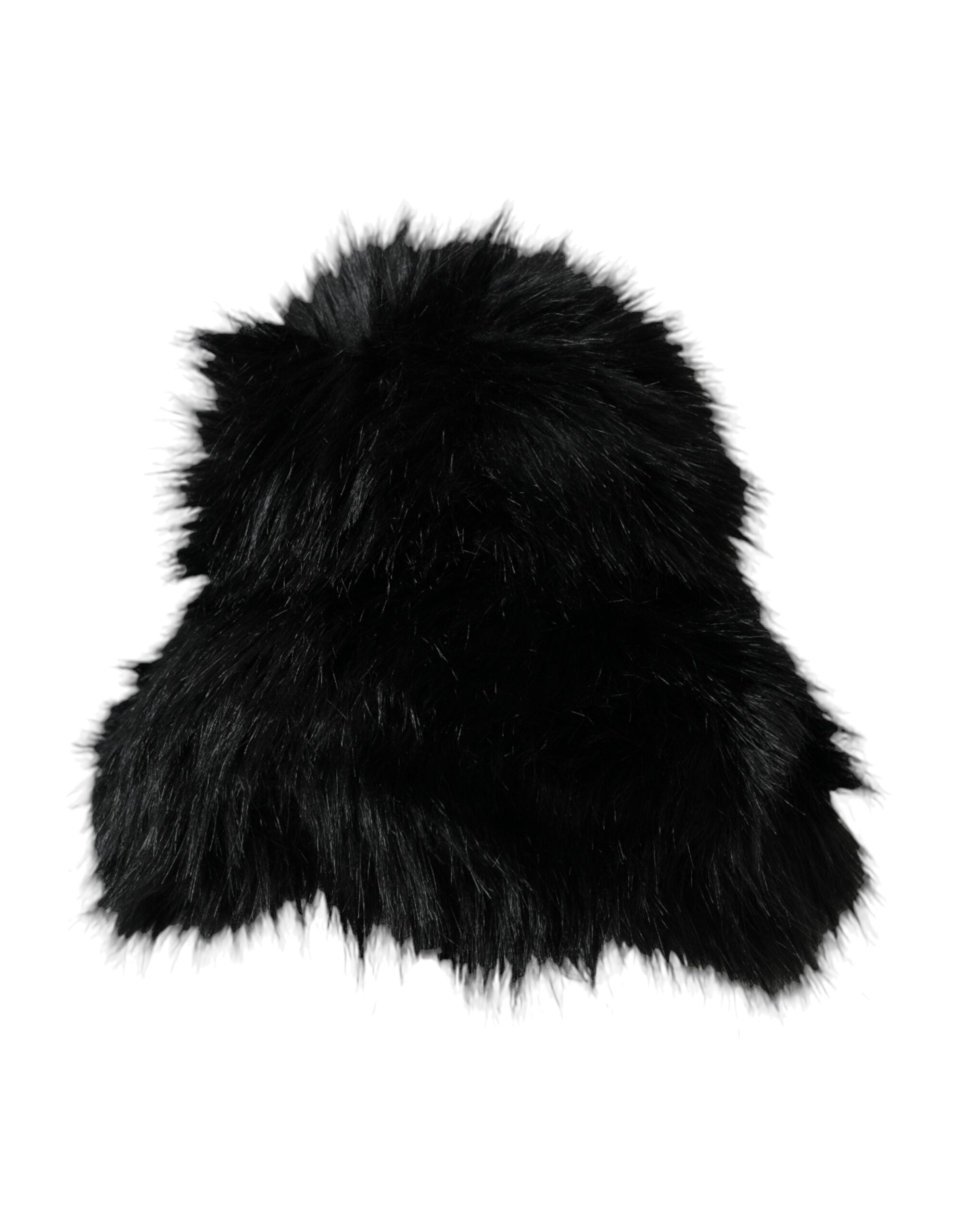 Black Faux Fur Women's Bucket Hat