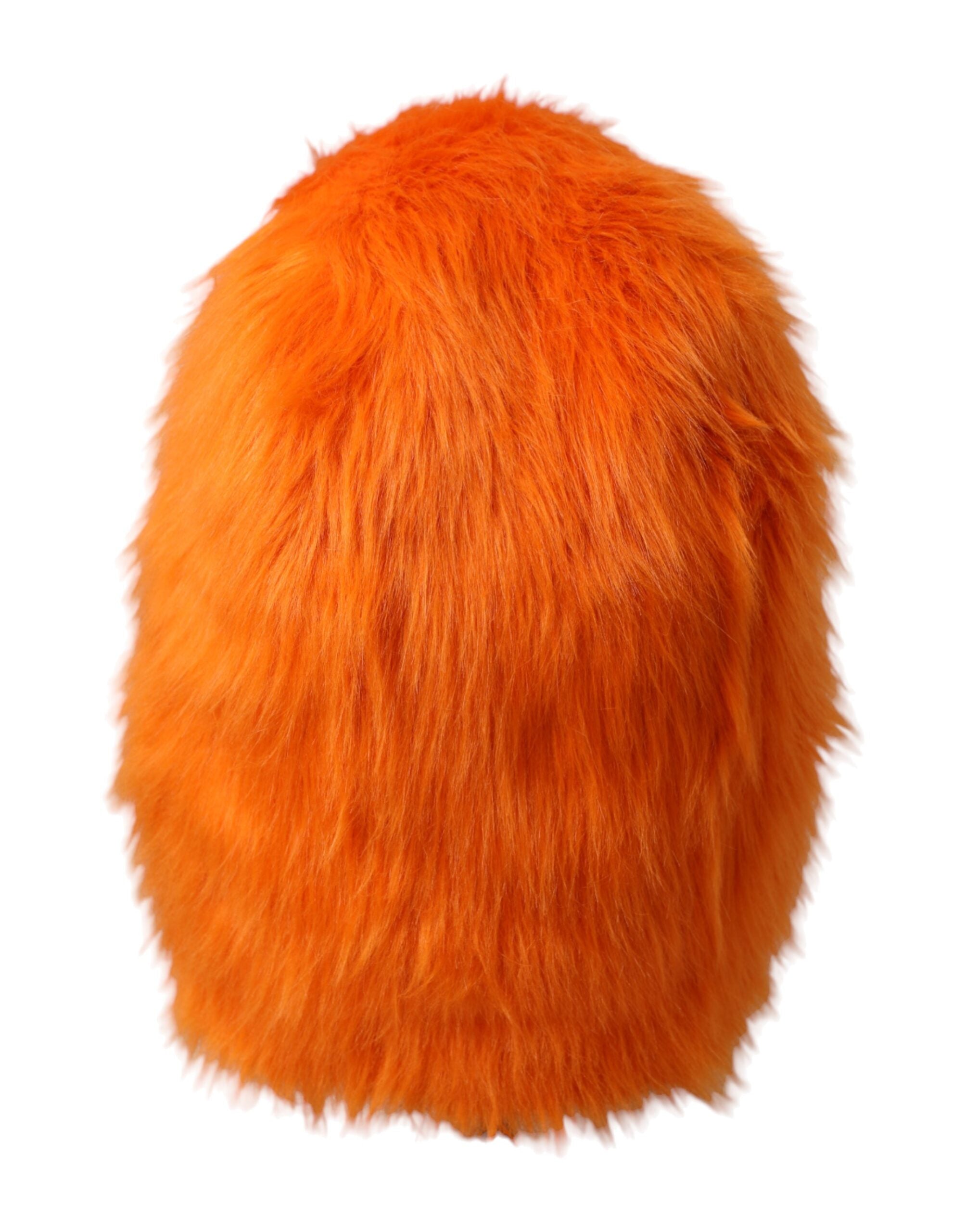 Orange Kunstpelz Ganzkopfwickel-Mütze