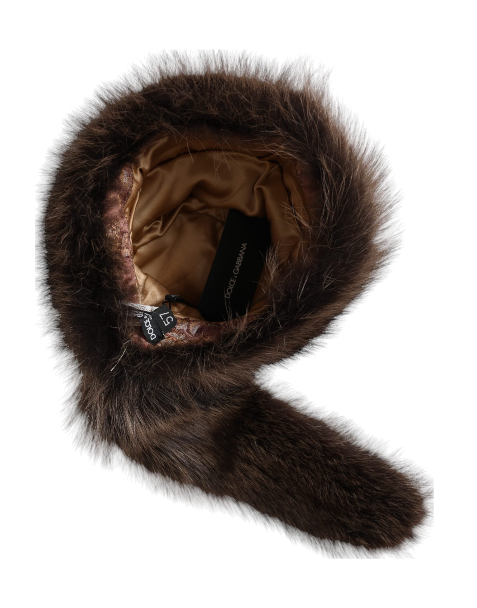Damen-Bucket Hat aus braunem Waschbärfell
