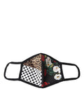 Mehrfarbige Leoparden-Blumen-Gesichtsmaske mit elastischem Ohrriemen