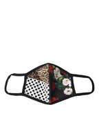 Mehrfarbige Leoparden-Blumen-Gesichtsmaske mit elastischem Ohrriemen