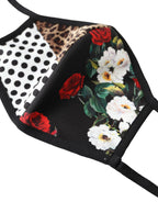 Mehrfarbige Leoparden-Blumen-Gesichtsmaske mit elastischem Ohrriemen