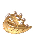 Brosche Haarnadel mit verziertem Blatt aus Goldmessing