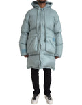 Light Blue Quilted Hooded Puffer Jacket Men's